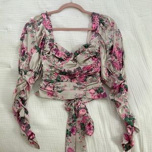 For Love and Lemons Palais Floral Top Size XS